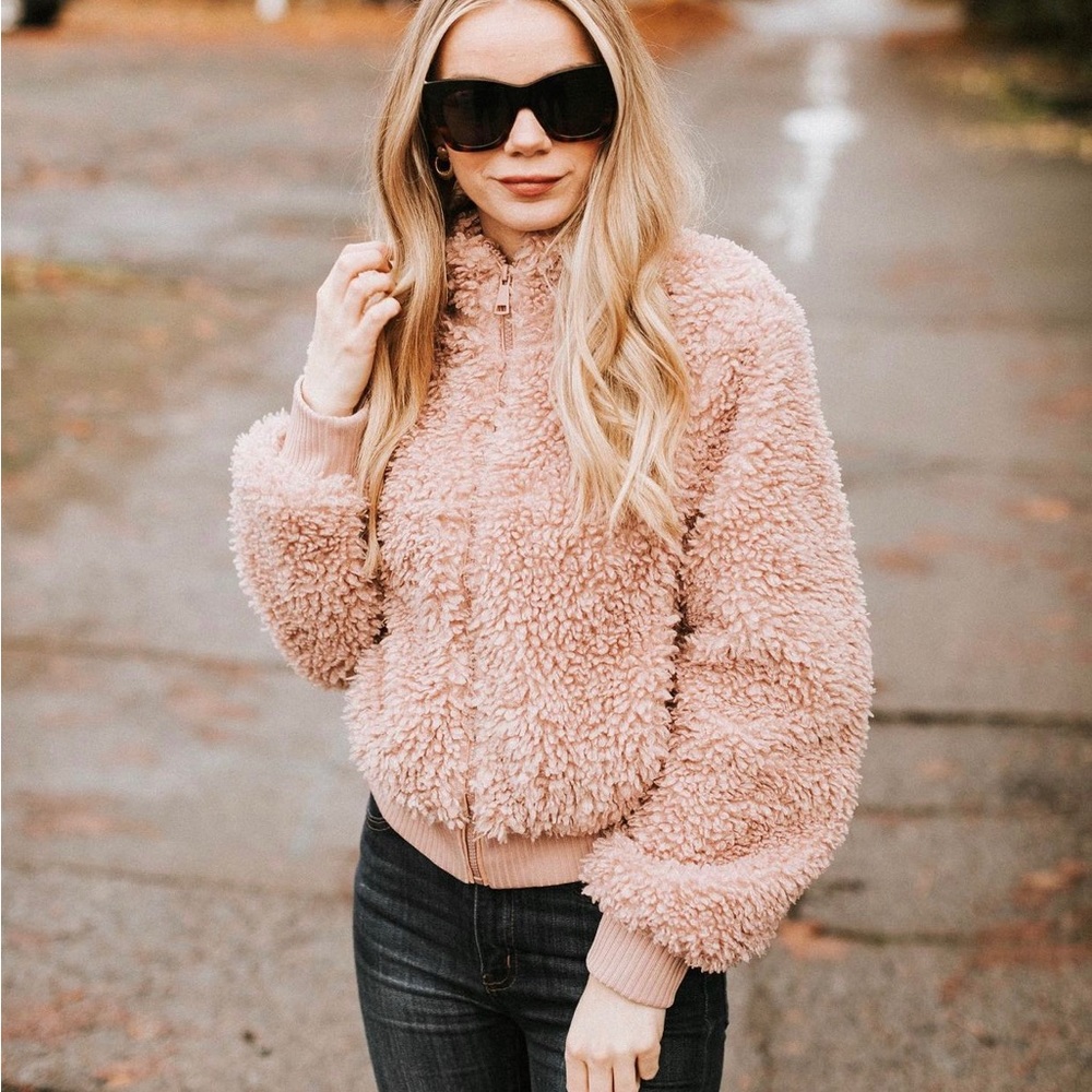 Blush pink teddy coat